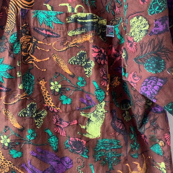 Vintage Retro Animal Print Short Sleeve Button Up - Picture 3 of 5